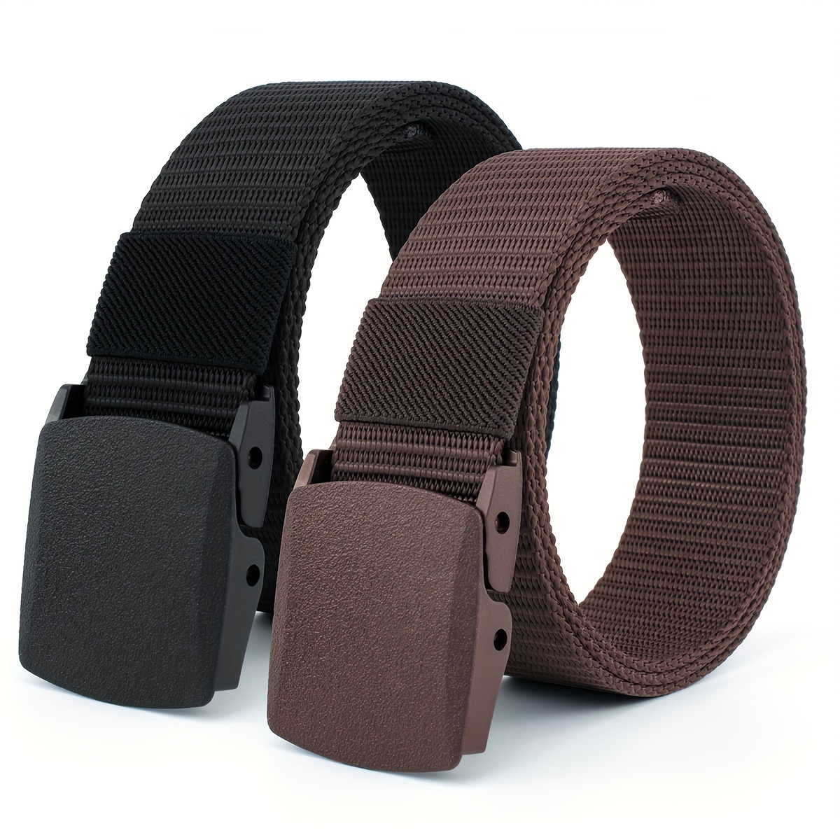 2 Pack Casual Belts with Nylon Webbing Quick Release Buckle